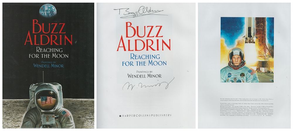 Lot 697: Buzz Aldrin and Wendell Minor signed Hardback Book...