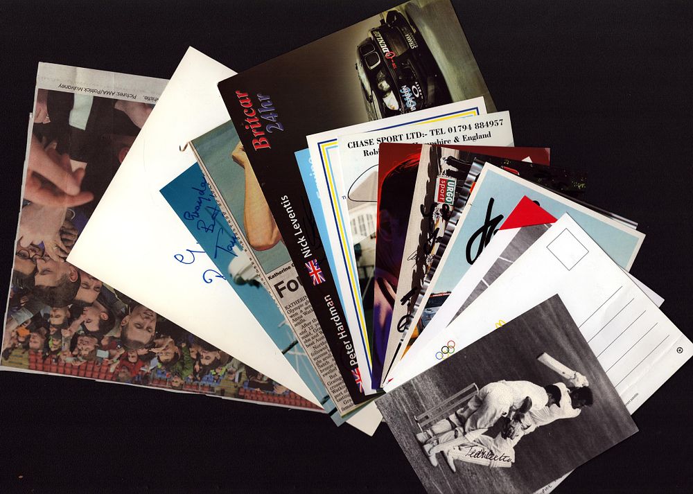Lot 24: Sport Collection of approx 15 signed photos/compliments cards/ticket/magazine...