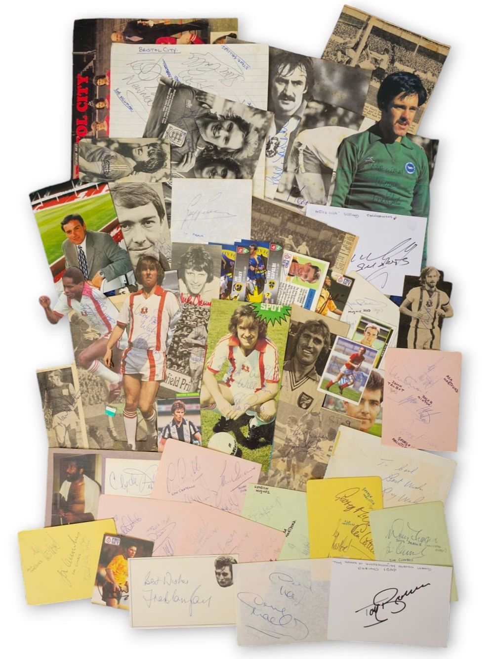 Lot 40: Vintage collection of signed newspaper clippings/photos/pages including names...