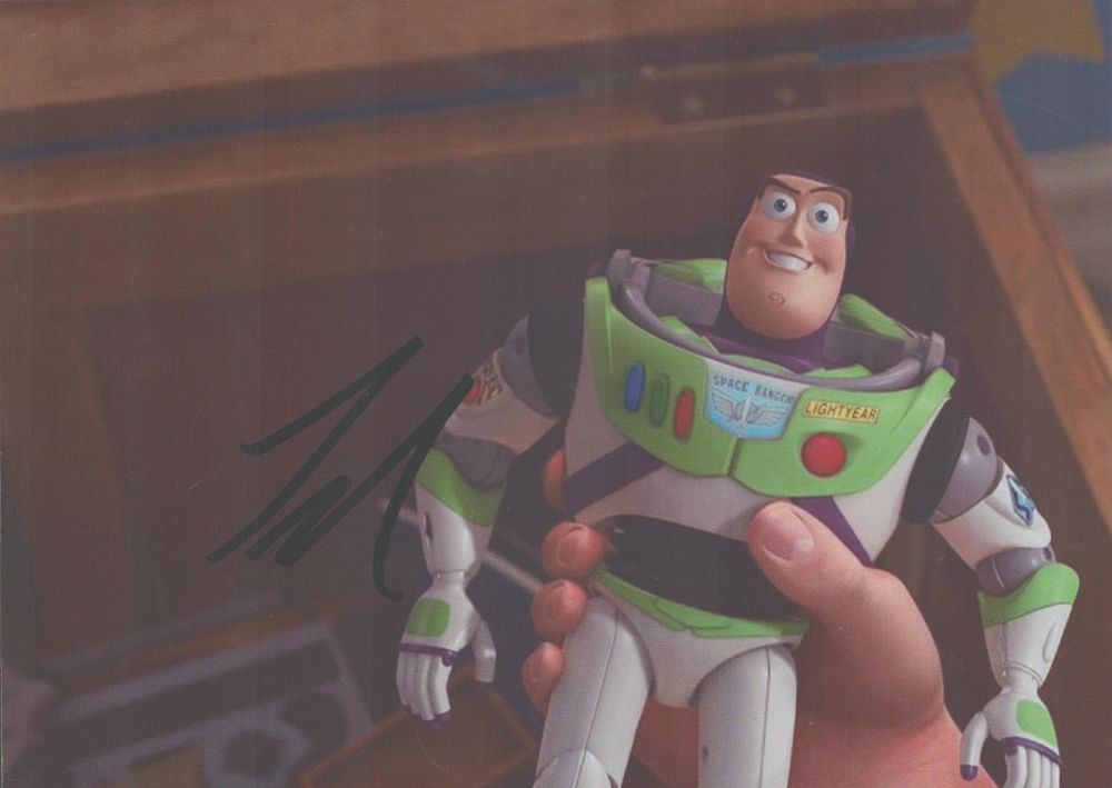 Lot 57: Tim Allen signed 7x5 inch Buzz Lightyear Toy...