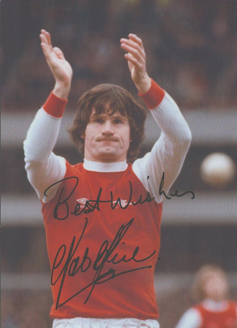 Lot 58: Pat Rice signed 7x5 inch Arsenal F.C colour...