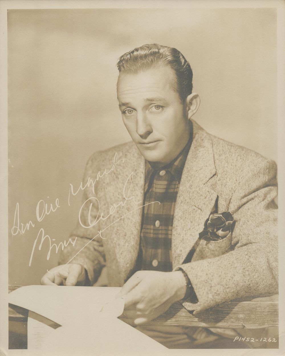 Lot 64: Bing Crosby signed 10x8 inch sepia vintage photo...
