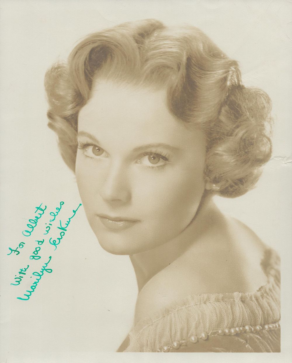 Lot 69: Marilyn Erskine signed 10x8 inch sepia vintage photo...