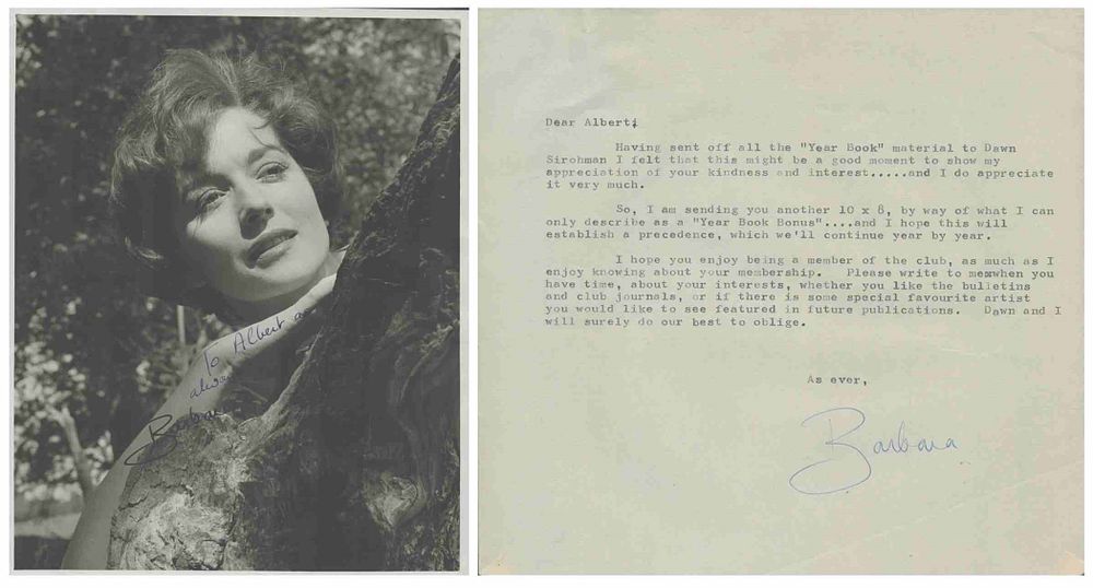 Lot 70: Barbara Shelley signed 10x8 inch vintage black and...