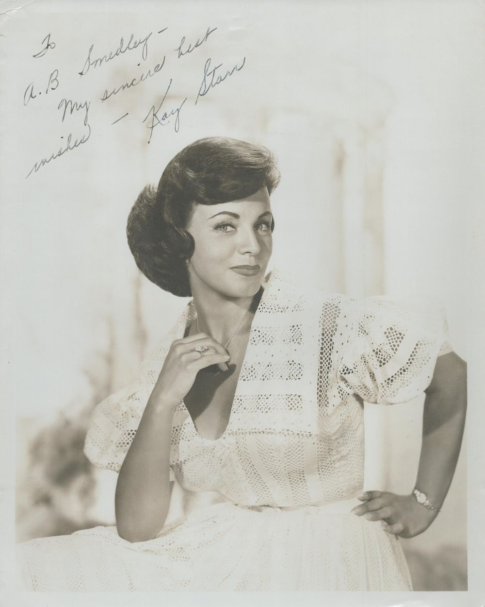 Lot 75: Kay Starr signed 10x8 inch vintage black and...