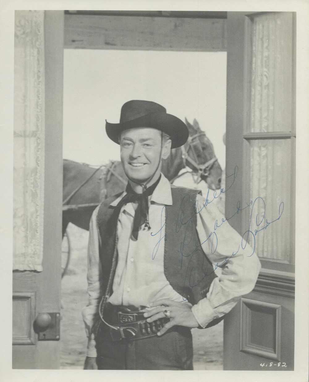 Lot 82: Alan Ladd signed 10x8 inch vintage black and...