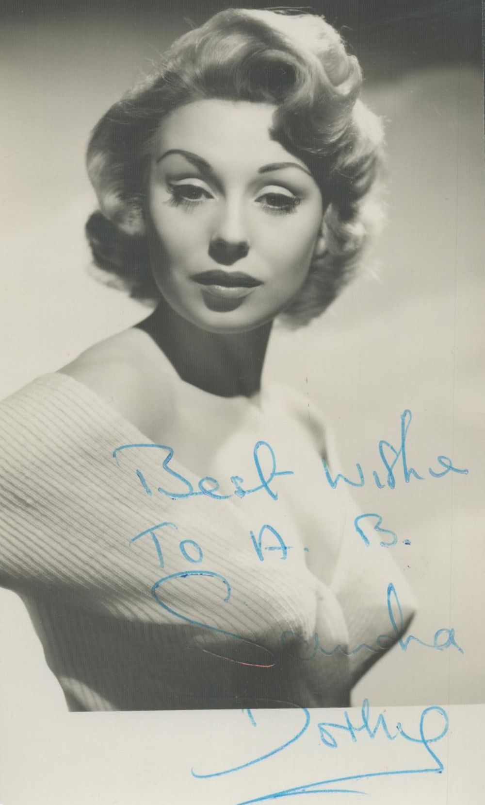 Lot 87: Sandra Dorne signed 6x4 inch black and white...