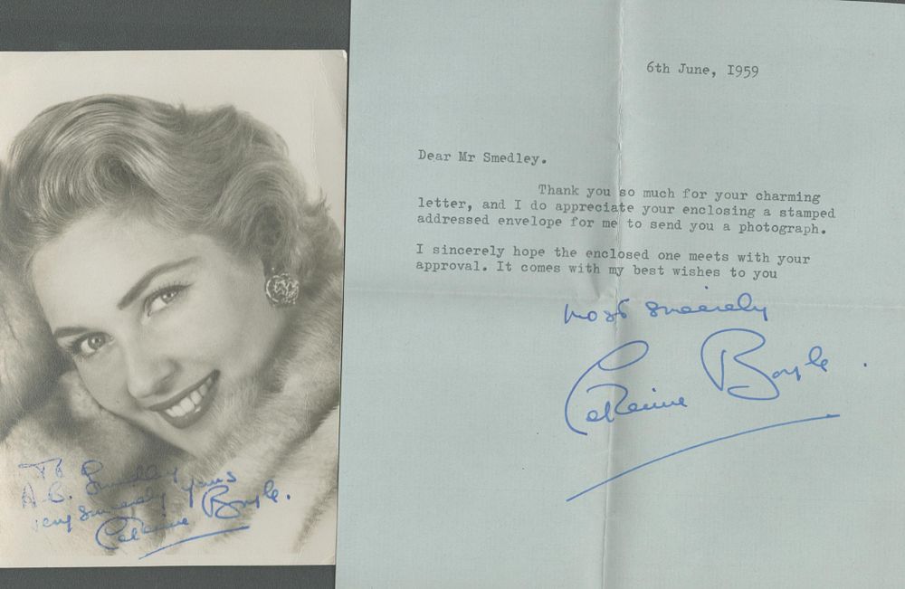 Lot 90: Katie Boyle signed 6x4 inch approx black and...