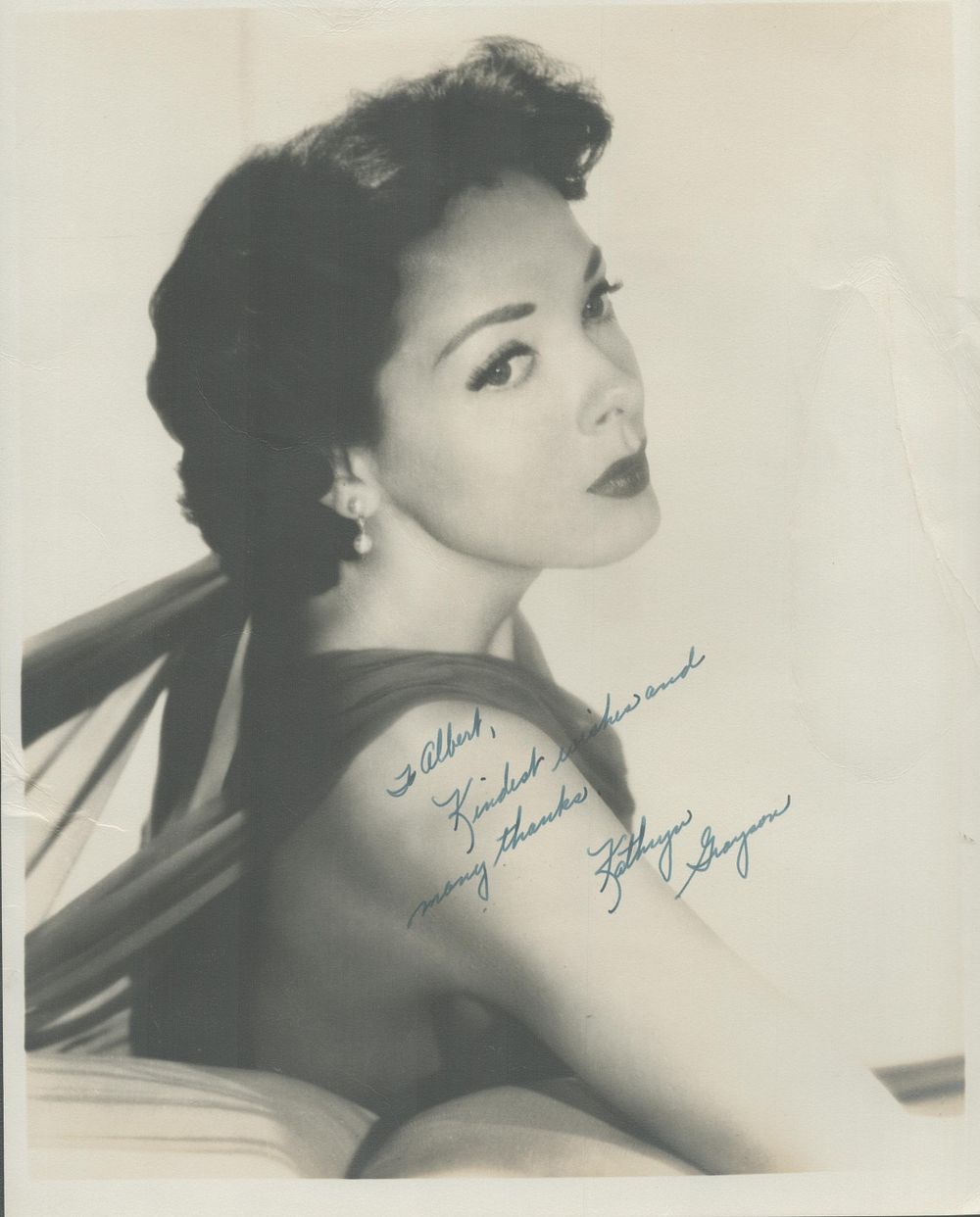 Lot 98: Kathryn Grayson signed 10x8 inch black and white...