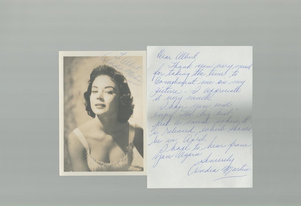 Lot 102: Andra Martin signed 7x5 inch black and white...