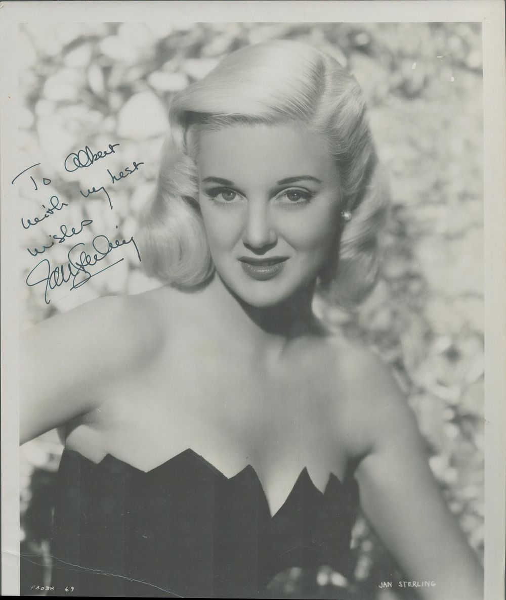 Lot 103: Jan Sterling signed 10x8 inch black and white...