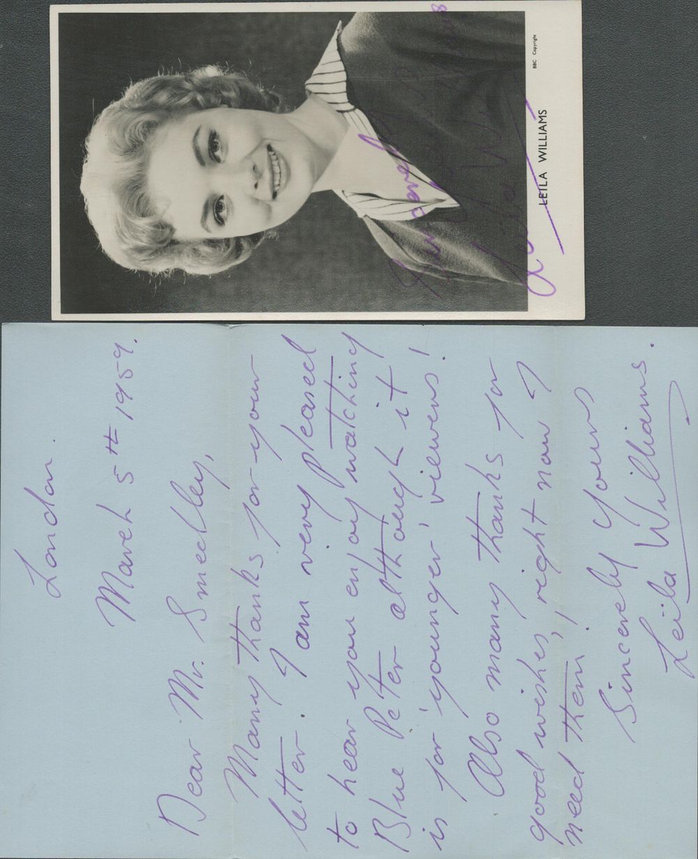 Lot 114: Leila Williams signed 6x4 inch vintage black and...