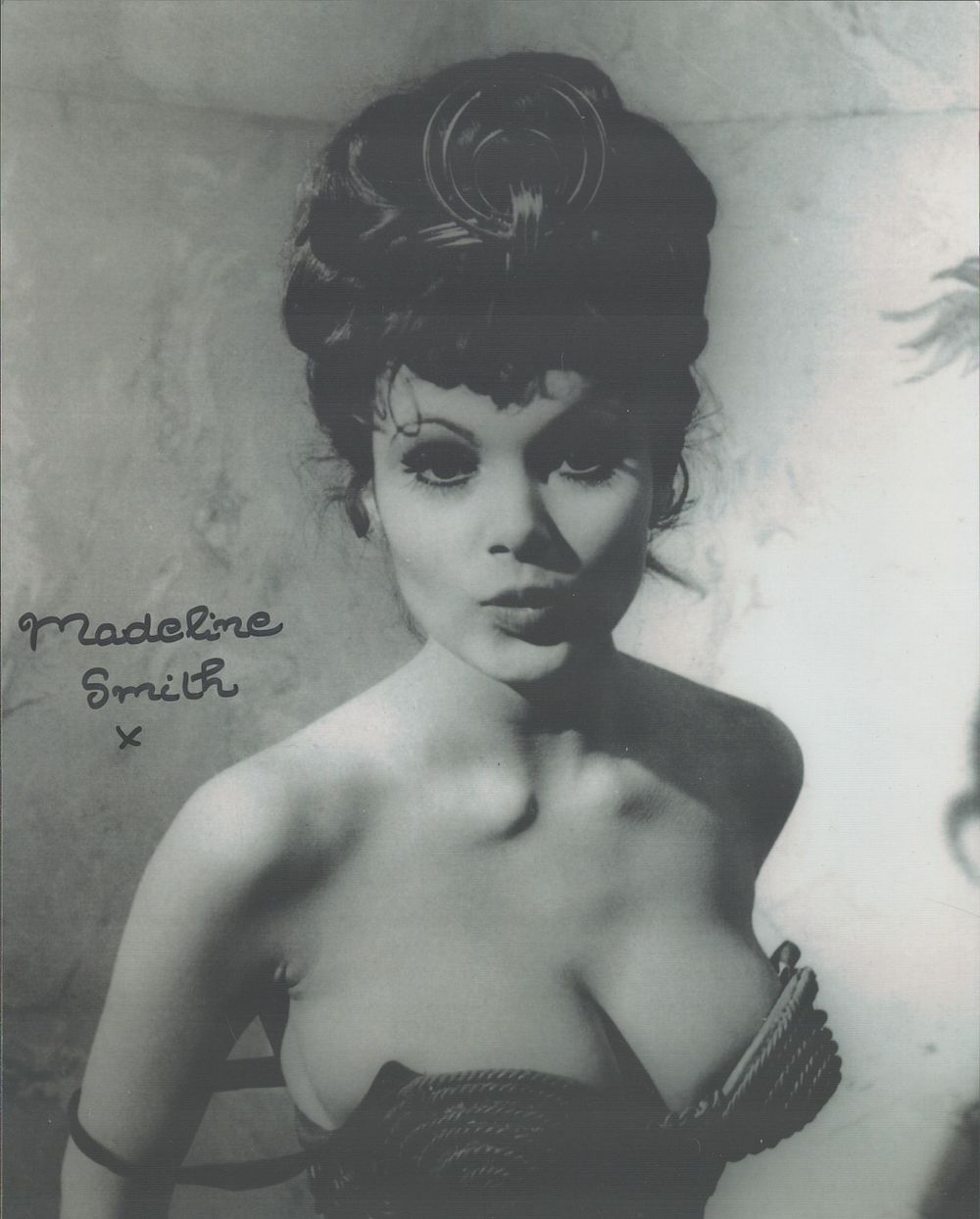 Lot 132: Madeline Smith signed 10x8 inch black and white...