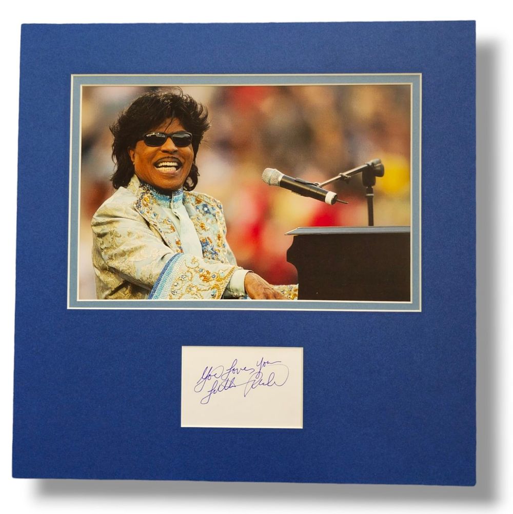 Lot 153: Little Richard 15x15 inch mounted signature piece includes...