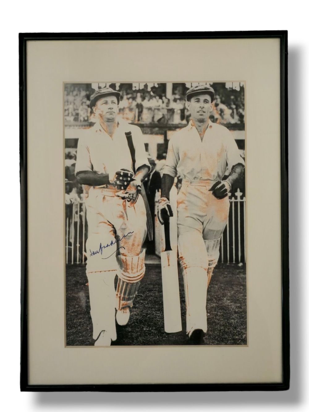 Lot 156: Don Bradman signed 13x10 inch vintage black and...