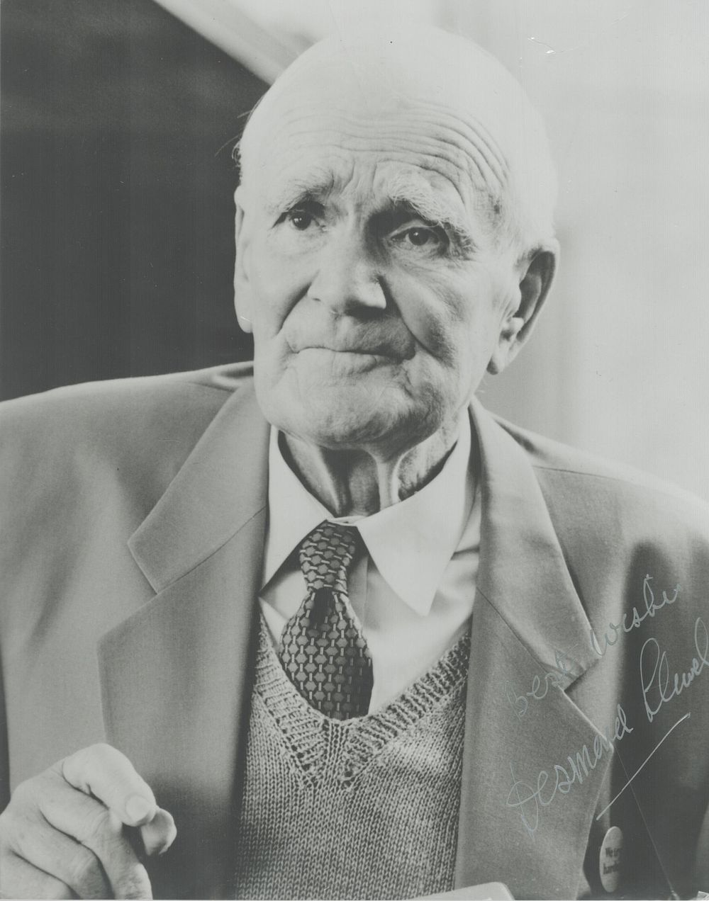 Lot 163: Desmond Llewelyn signed 10x8 inch black and white...