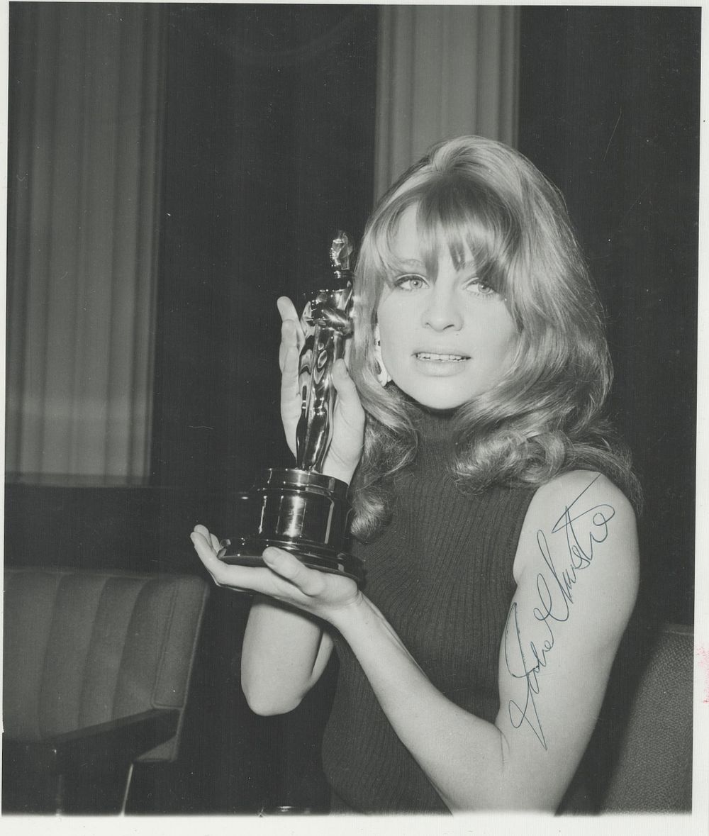 Lot 200: Julie Christie signed 10x8 inch black and white...