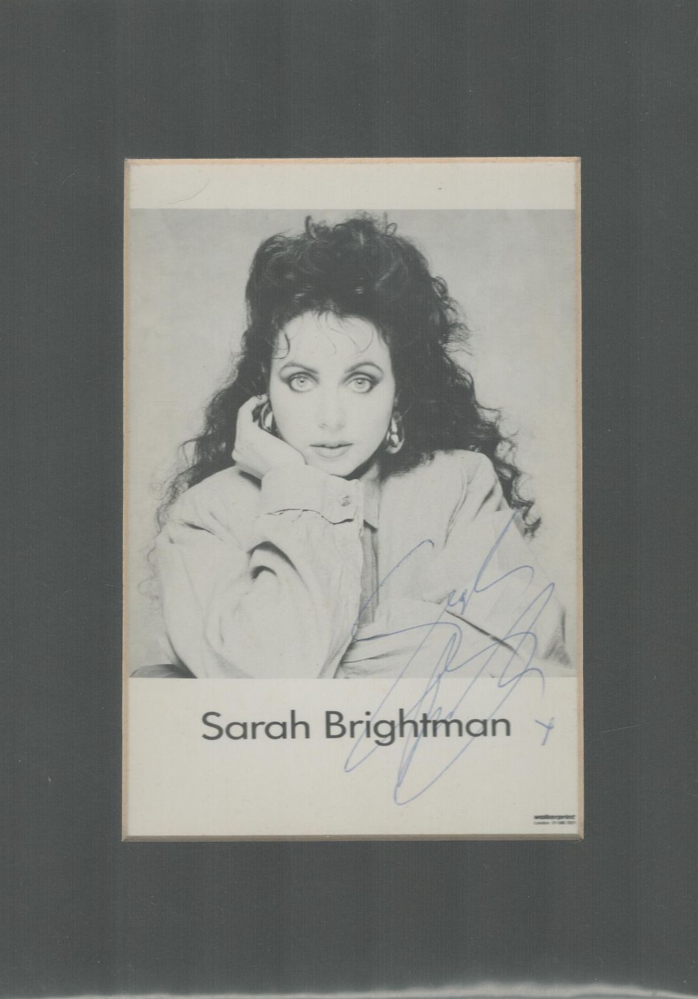 Lot 208: Sarah Brightman signed 8x6 inch overall mounted black...