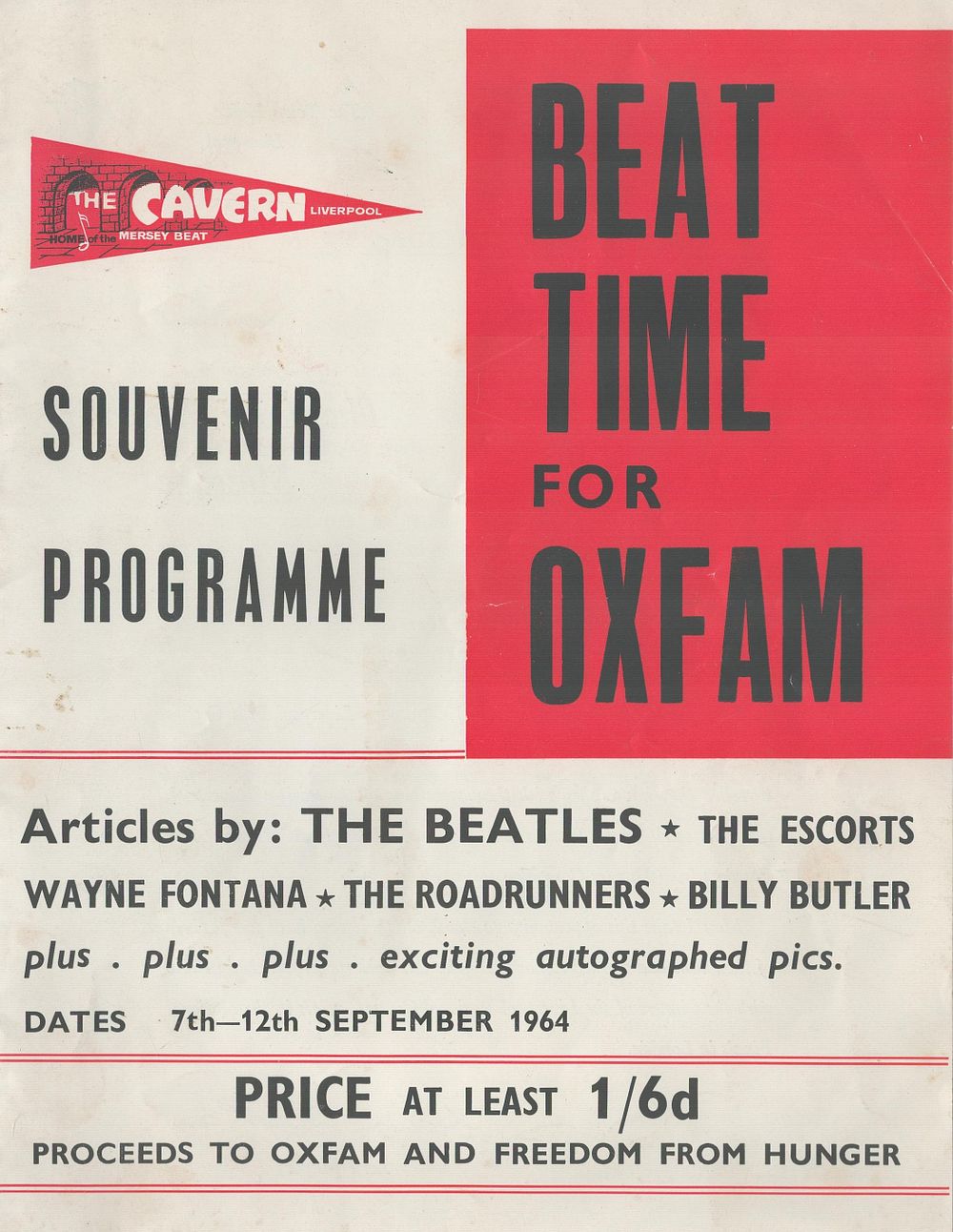 Lot 232: The Cavern Beat Time for Oxfam vintage 1964...