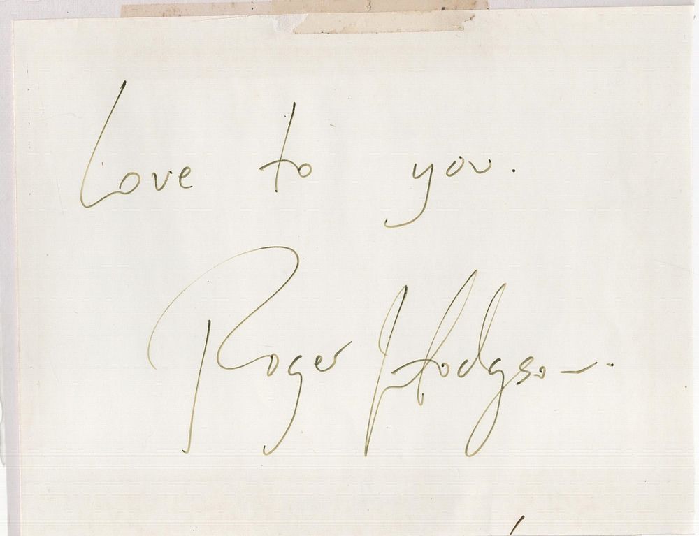 Lot 233: Roger Hodgson signed 6x5 inch album page. Good...