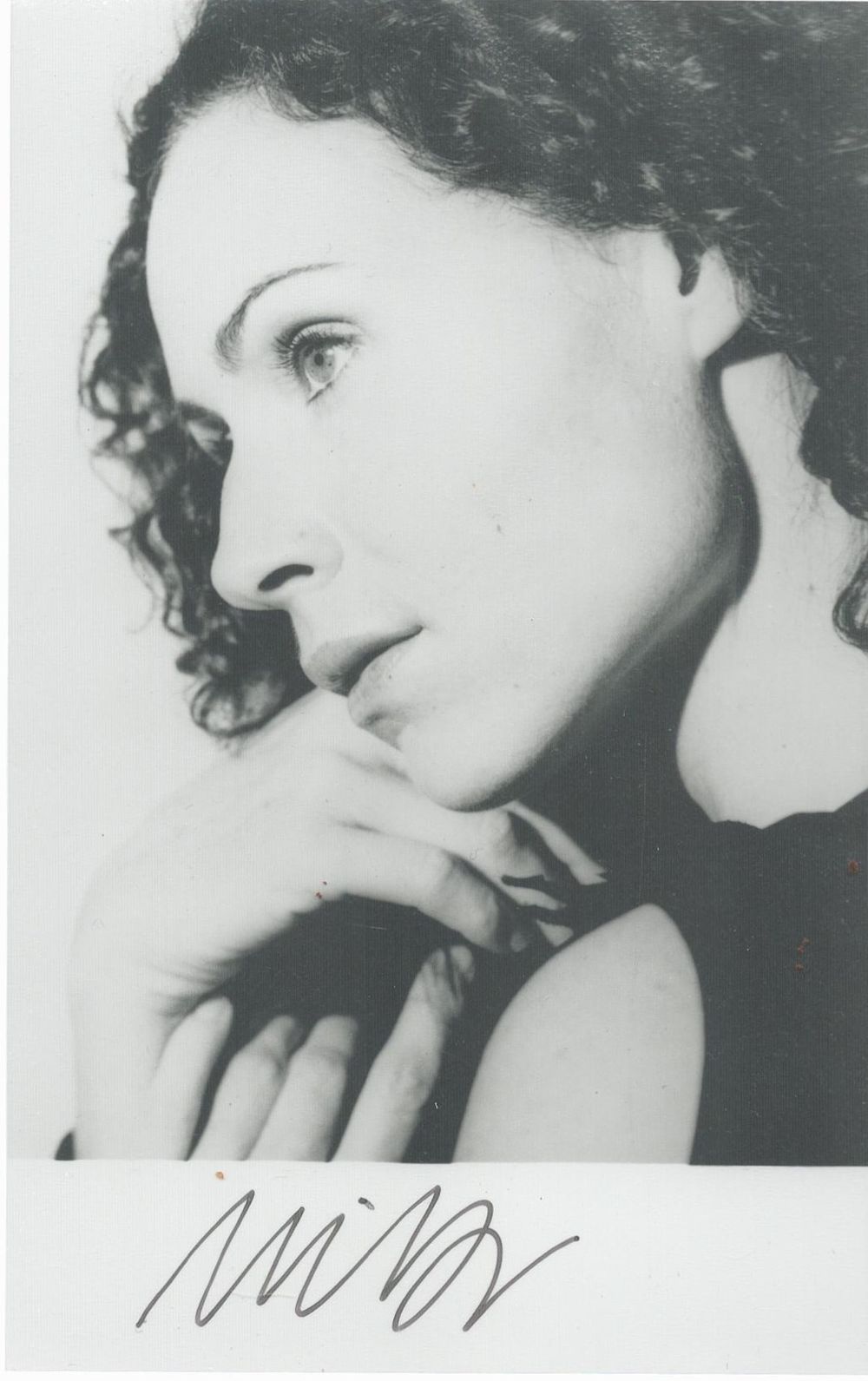 Lot 247: Minnie Driver signed 6x4 inch black and white...