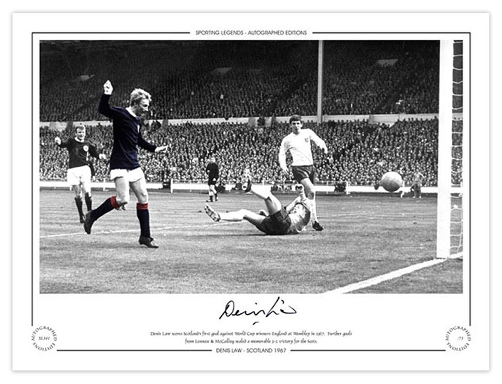 Lot 273: Autographed DENIS LAW 16 x 12 Limited-Edition :...