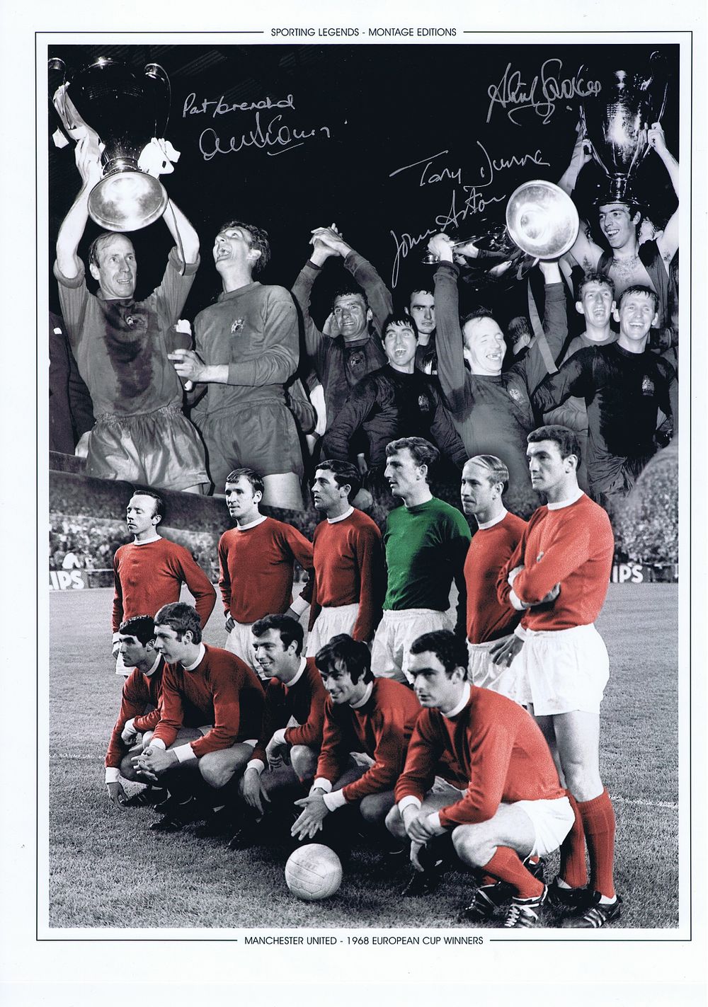 Lot 284: Autographed MAN UNITED 16 x 12 Montage-Edition :...
