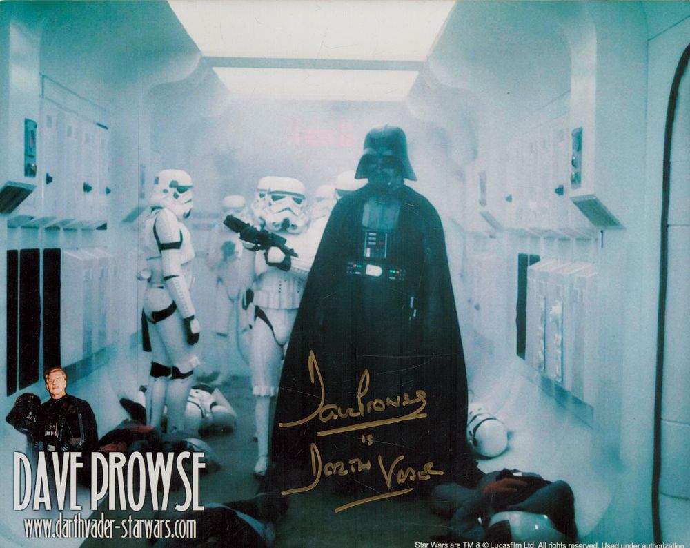 Lot 299: Dave Prowse signed 10x8 inch Darth Vader Star...