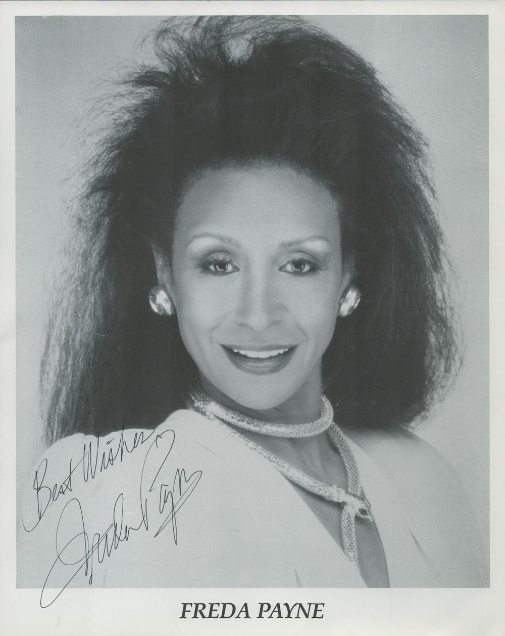 Lot 308: Freda Payne signed promo. black & white photo...