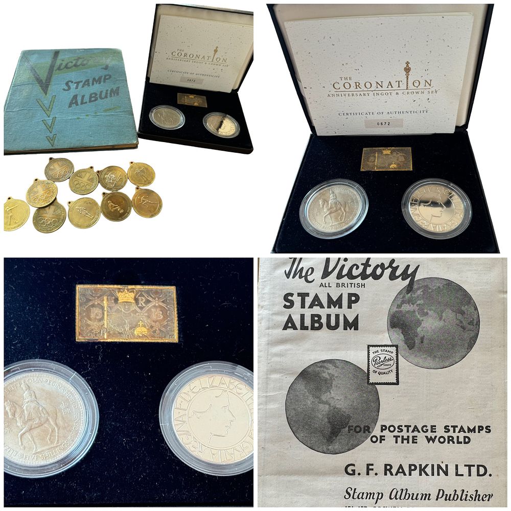 Lot 402: 2003 Coronation Anniversary Silver Ingot and Crown set...