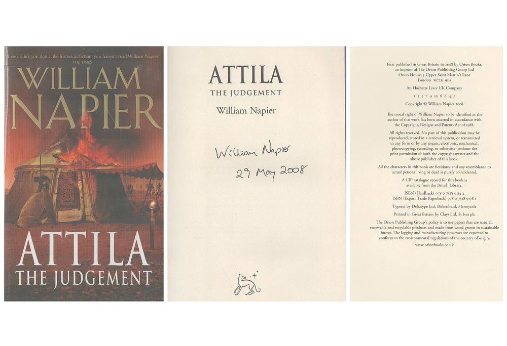 Lot 433: William Napier signed hardback book titled Atilla Judgement,...