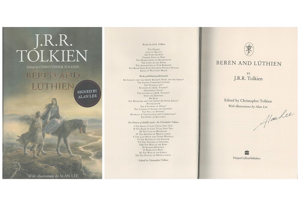 Lot 437: Alan Lee signed hardback book titled Beren and...