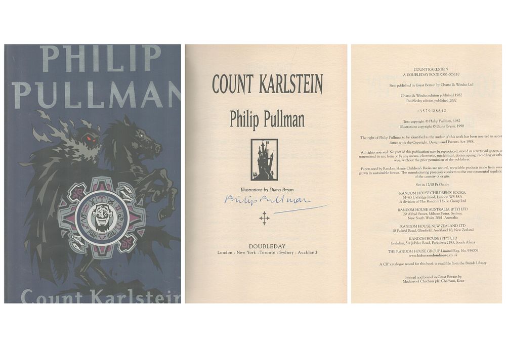 Lot 438: Philip Pullman signed hardback book titled Count Karlstein...