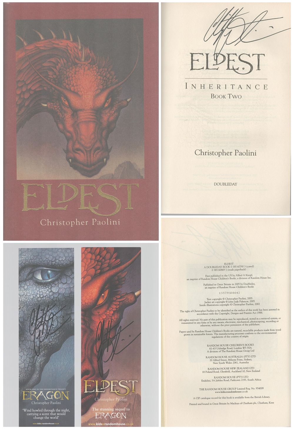 Lot 439: Christopher Paolini signed hardback book titled Eldest with...