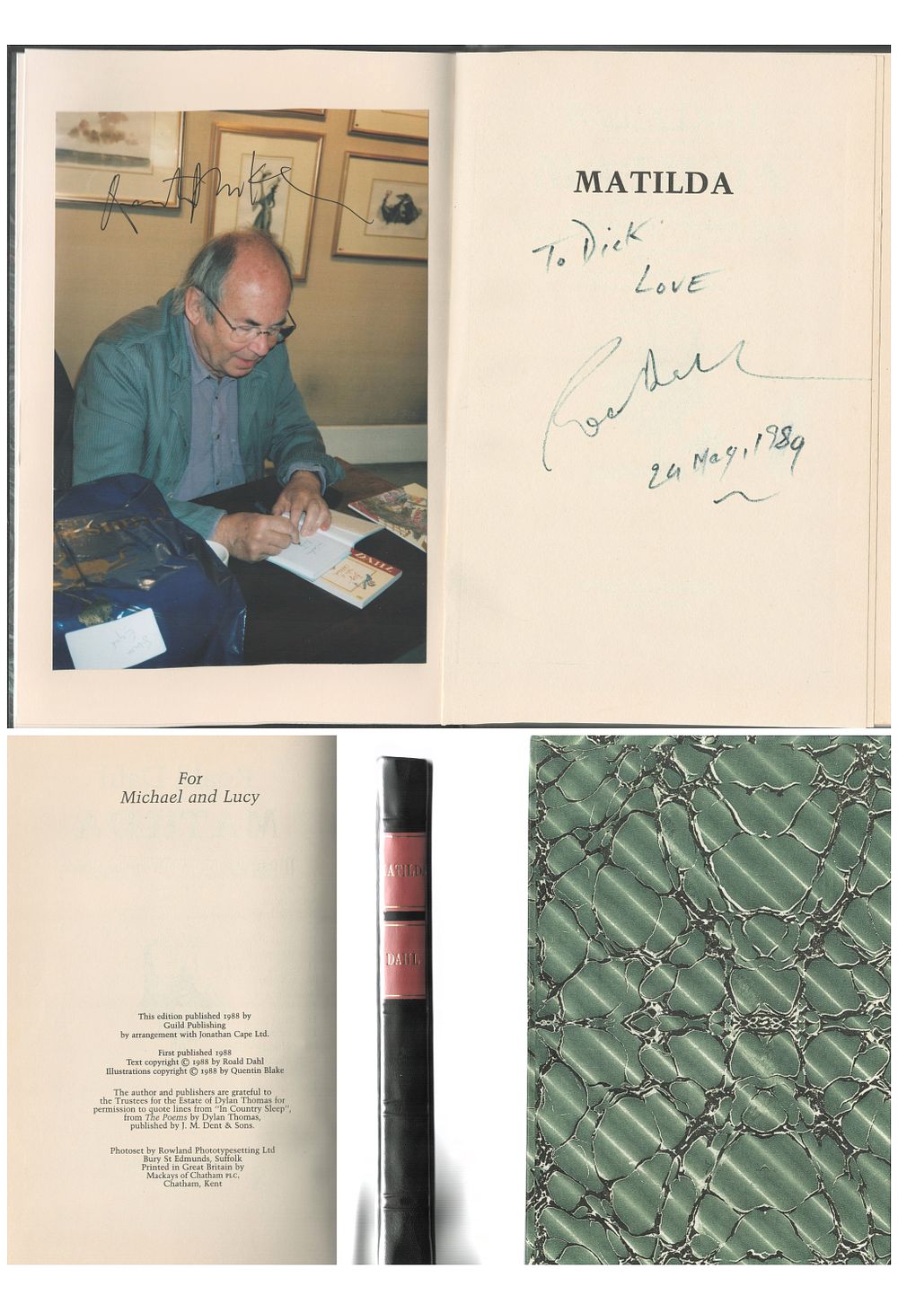 Lot 441: Roald Dahl signed hardback book titled Matilda dated...