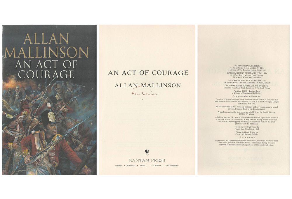 Lot 445: Alan Mallinson signed hardback book titled An Act...