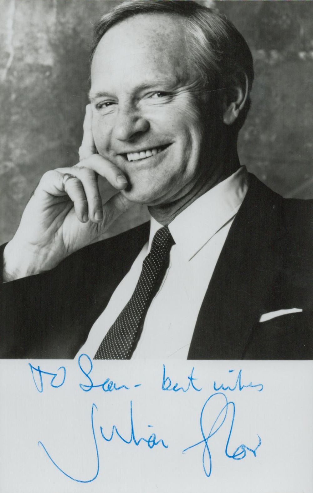 Lot 470: Julian Glover, CBE signed black & white photo...