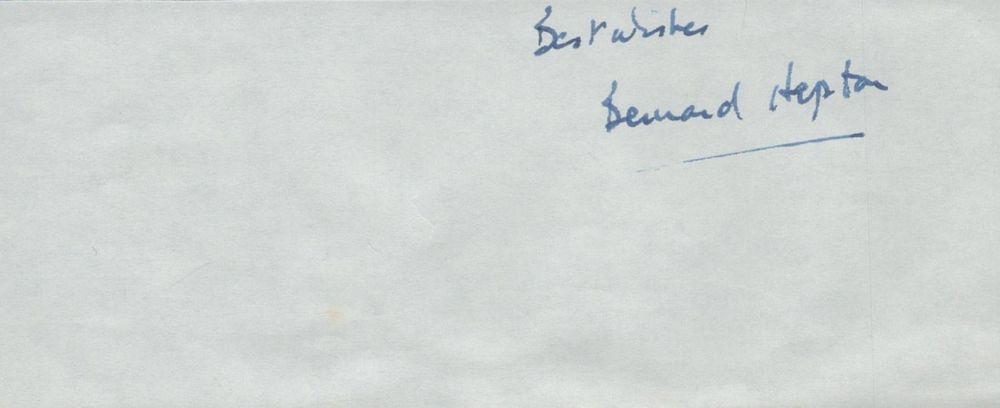 Lot 479: Bernard Hepton signed small signature piece Approx. 6x2...
