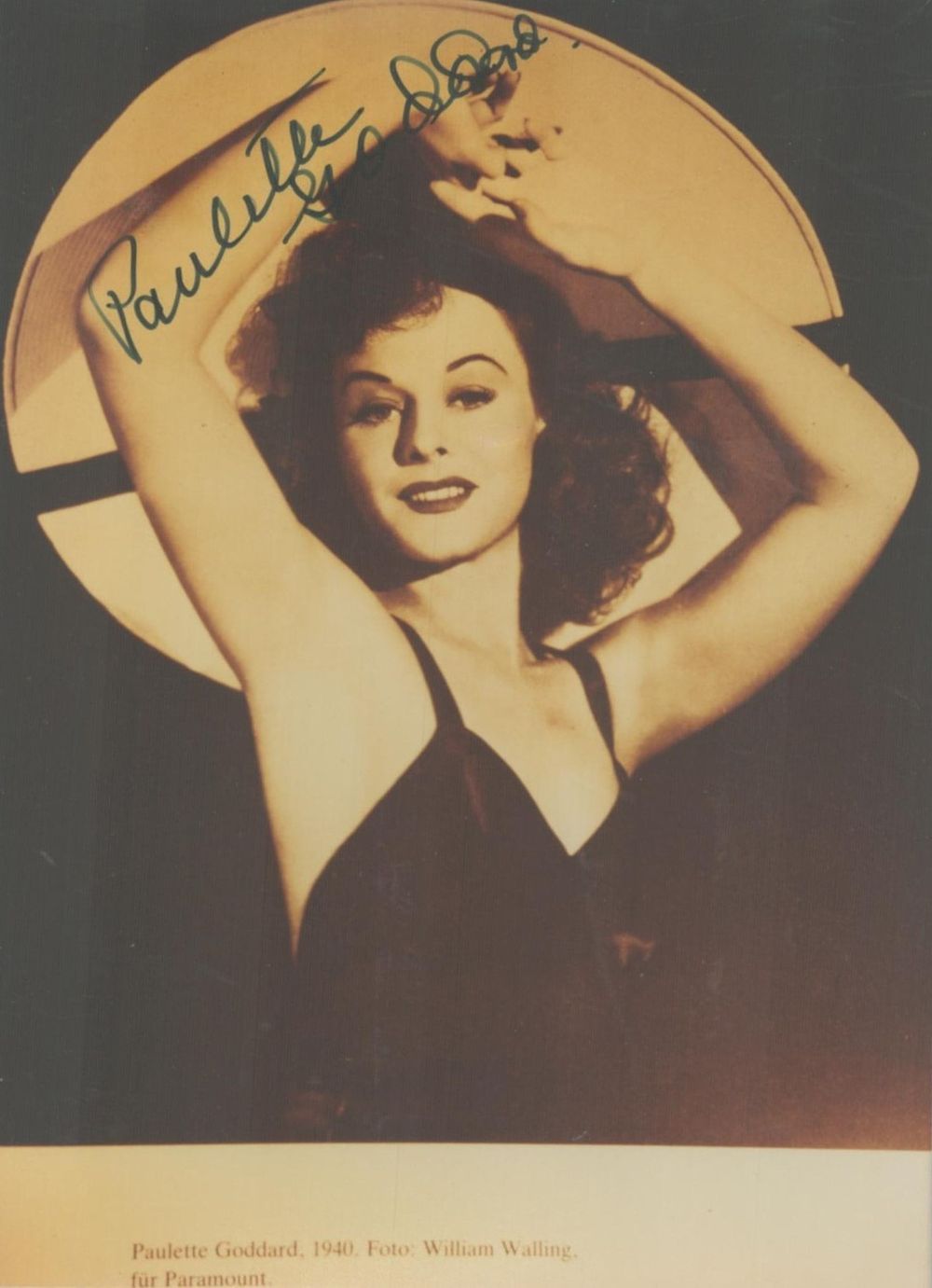 Lot 493: Paulette Goddard signed vintage sepia promo photo 5.5x4...