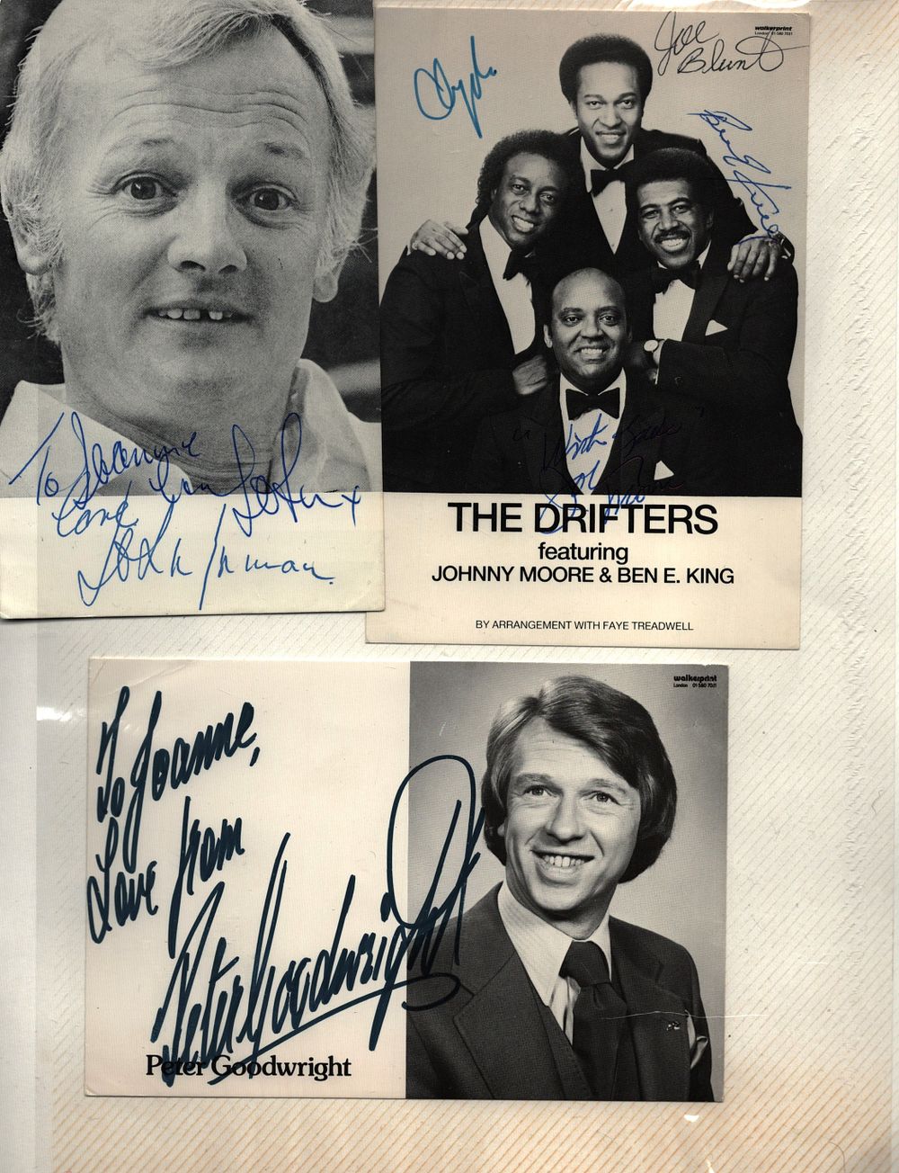 Lot 508: Singed Promo`s photo/postcard collection The Drifters, Peter Goodwright...