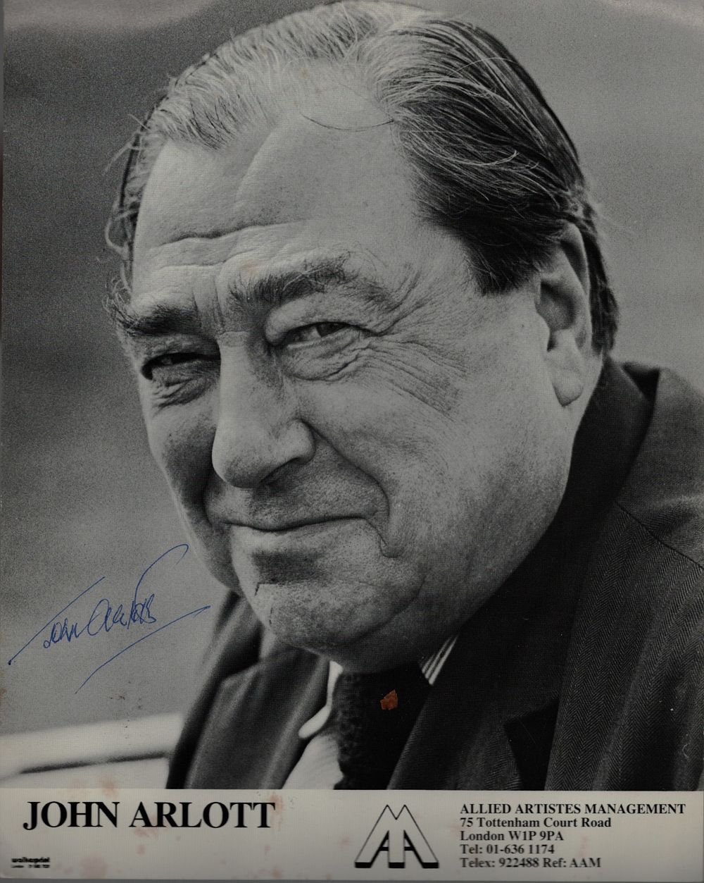 Lot 517: John Arlott signed black and white promo photo,...