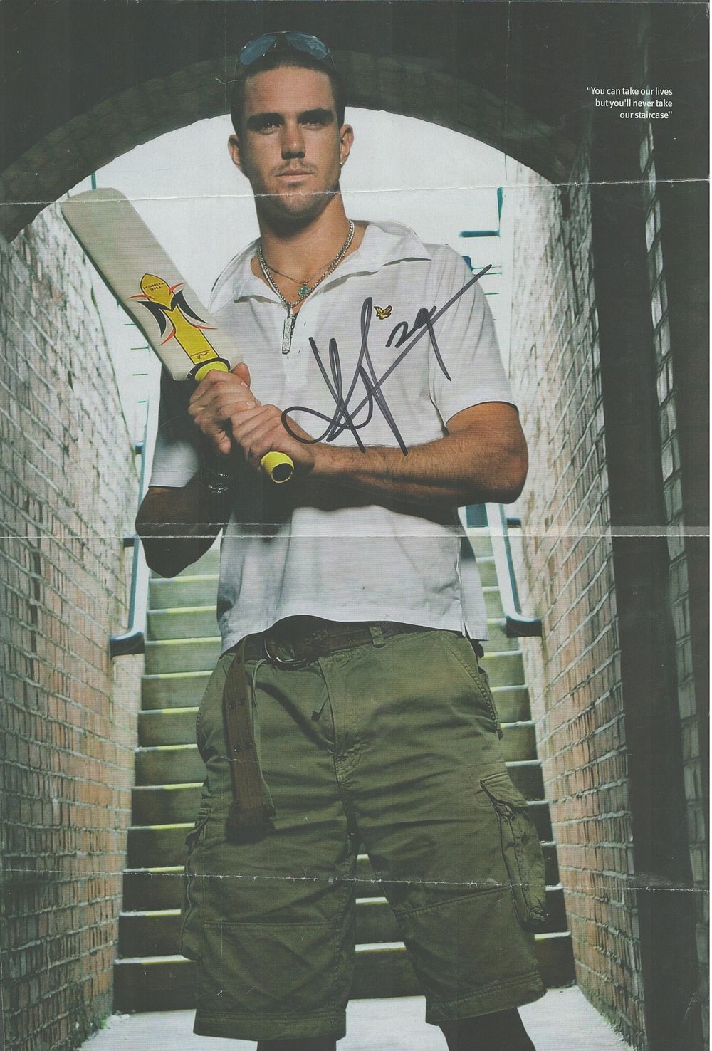 Lot 537: Kevin Pietersen signed colour magazine photo 12x8 inch...