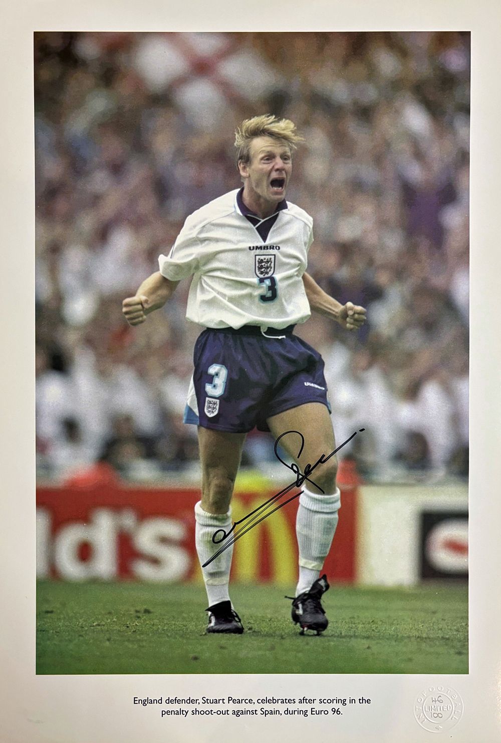 Lot 612: Stuart Pearce- England - Signed Euro 96 Limited...