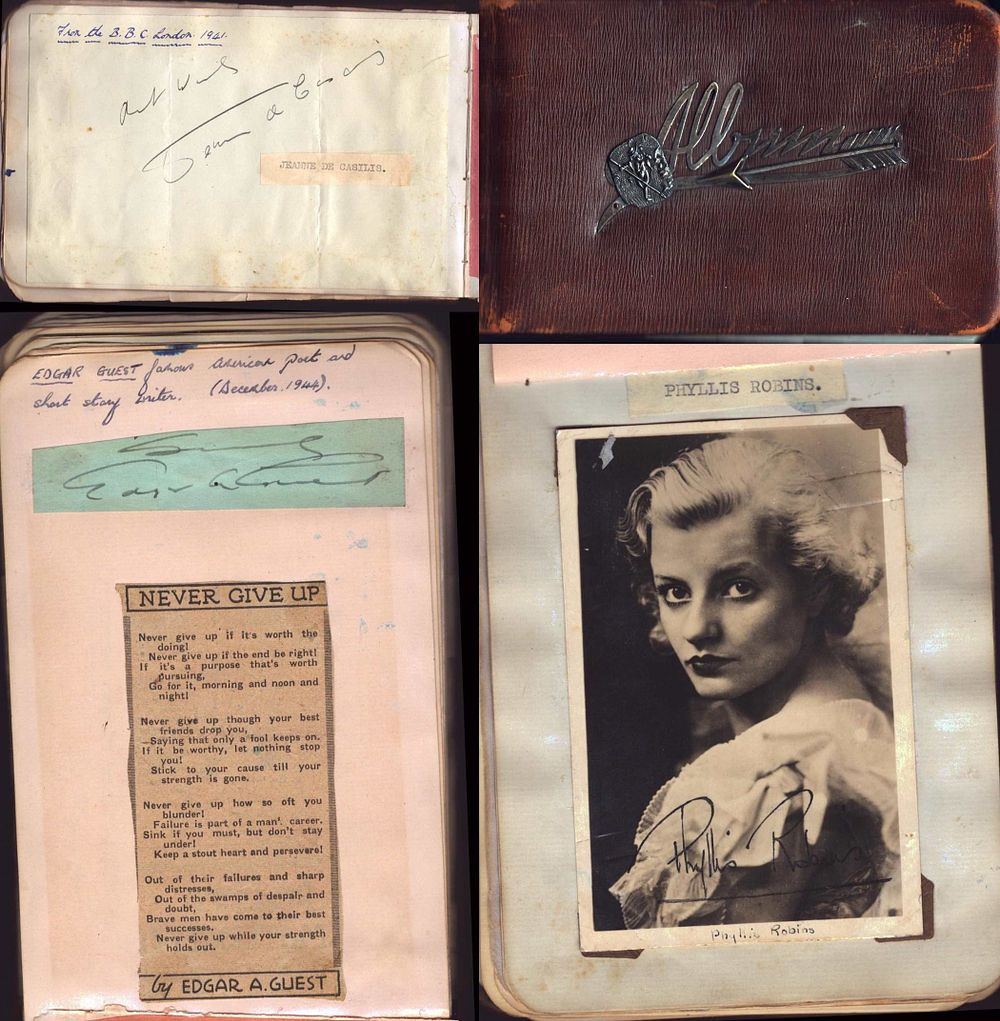 Lot 618: Vintage autograph book including signatures of Edgar Guest,...