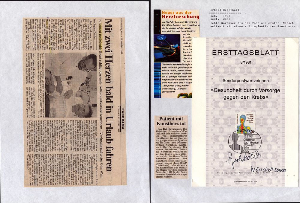 Lot 631: Erhard Bechtold signed stamp sheet mounted on paper...