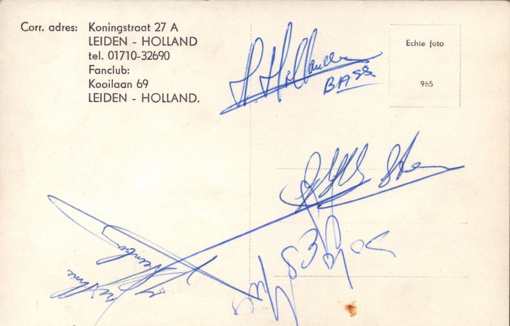 Lot 633: The Fellows signed black and white postcard by...