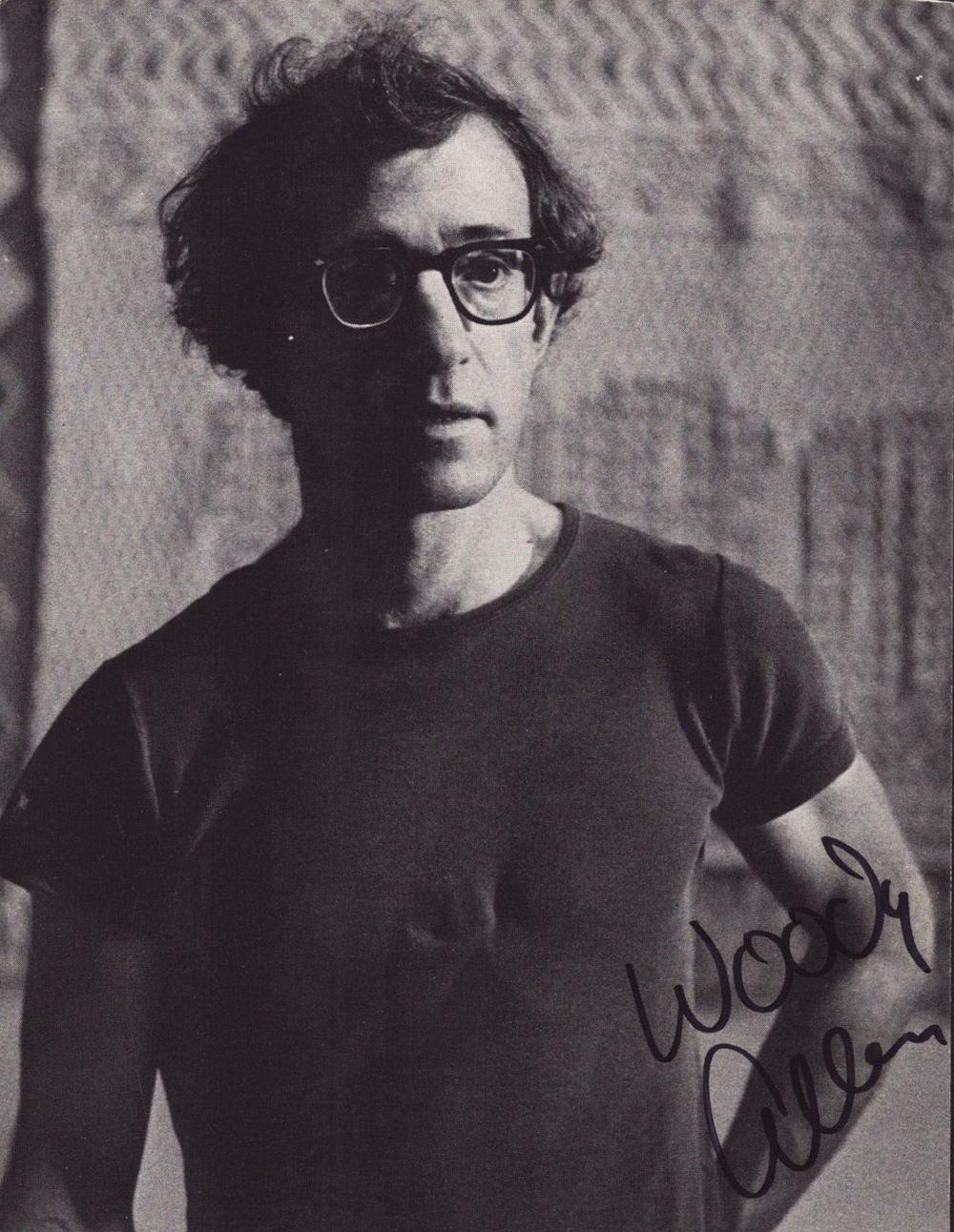 Lot 635: Woody Allen signed 6.5x5 inch black and white...