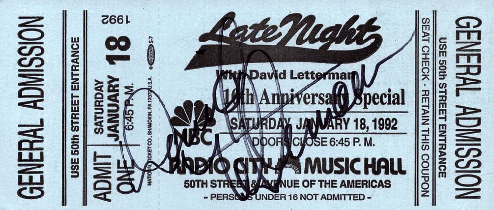 Lot 637: David Letterman signed 'Late Night with David Letterman'...