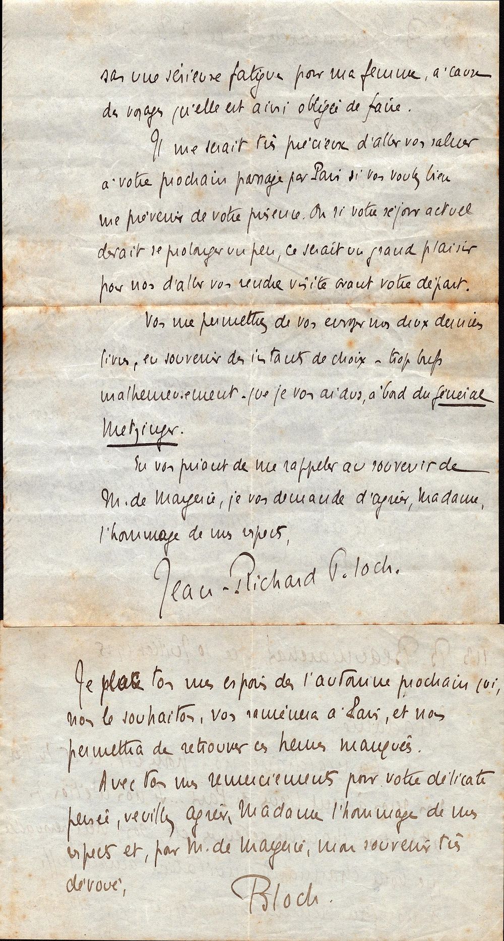 Lot 640: Jean-Richard Bloch ALS collection. 2 handwritten letters with...