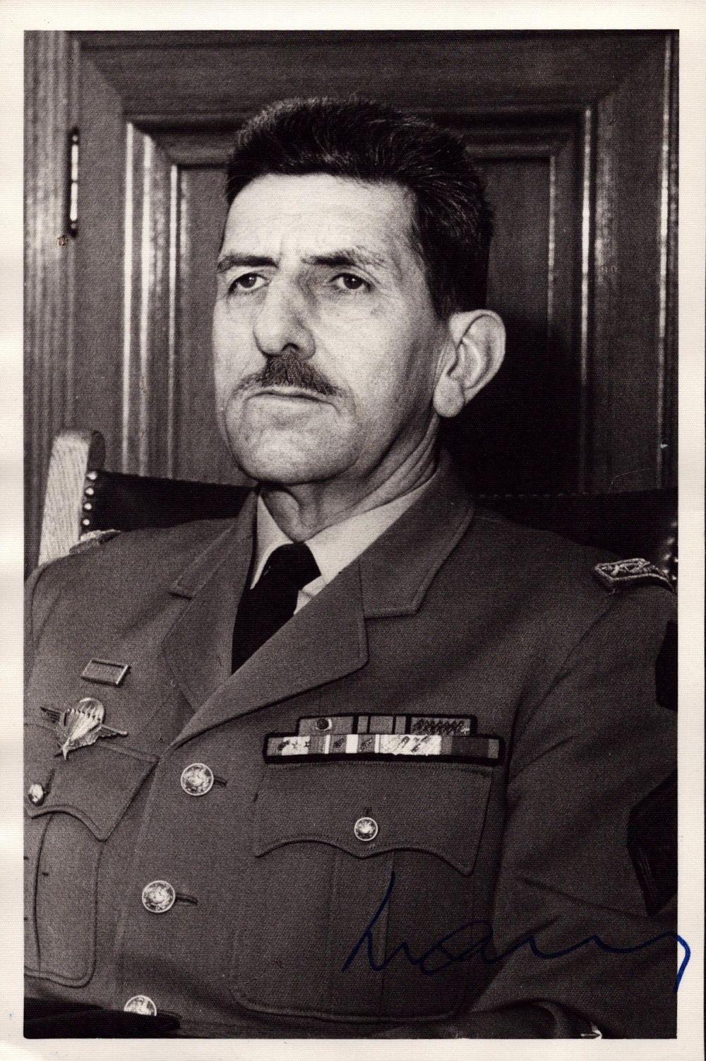 Lot 641: Jacques Massu signed 7x5 inch black and white...